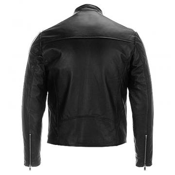 Halb Moto Lederjacke mit Streifen auf Ärmel